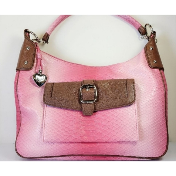 Sharif Studio Pink Snakeskin Embossed Leather Purse & Wristlet Bundle - Picture 1 of 11